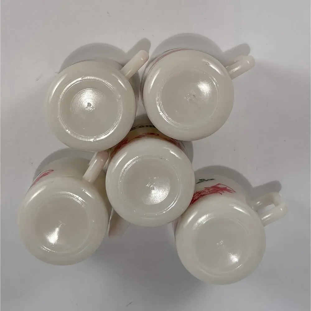 VTG Tom and Jerry Milk Glass Punch Bowl Set 5 Cups Hazel Atlas Christmas Cheers